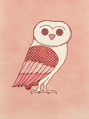 Cute Owl, symbol of Athena, goddess and Athens protector&acute;s - Inspired on ancient classic greek pottery and ceramics red-figure drawings