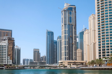 Modern buildings in Dubai Marina, Dubai, UAE.
