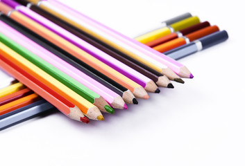 Colour pencils isolated on white background