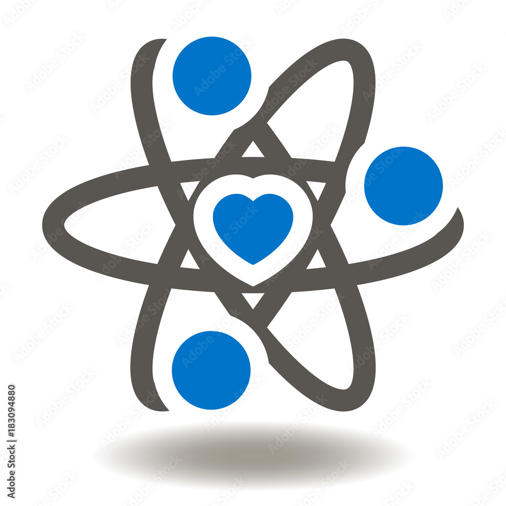 Poster core values business icon vector. atom heart illustration. structure strategy development solution l
