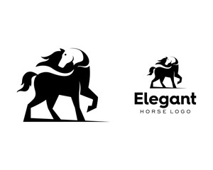 Awesome Elegant Black Horse Icon Logo