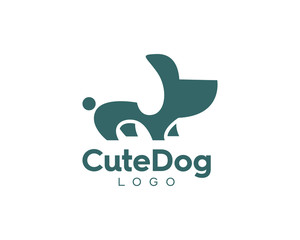 Cute Negative Space Icon Logo Dog Shop 