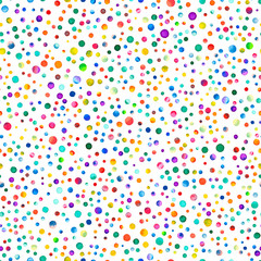 Watercolor confetti seamless pattern. Hand painted divine circles. Watercolor confetti circles. Purple scattered circles pattern. 158.