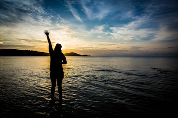 beach, koh samui, thailand, sunset