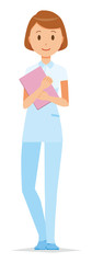 Fototapeta premium A female nurse wearing a white uniform standing with a file