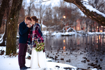 Beautiful wedding couples winter/Christmas wedding