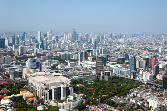 Panoramic aerial view of the Bangkok in a beautiful spring morning. Bangkok,Thailand.