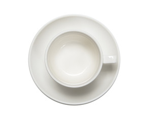 Empty coffee cup on white background