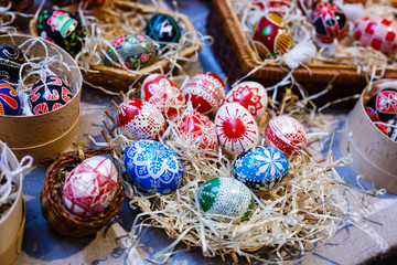 Easter eggs in a wicker basket
