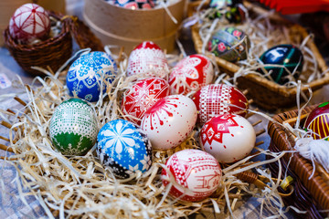 Easter eggs in a wicker basket