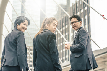 Morning meeting of coworkers before the start day go to office