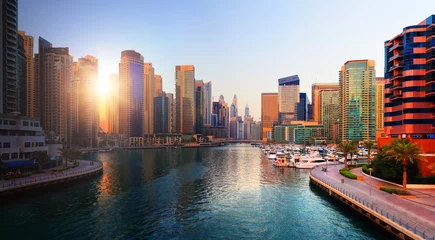 Foto op Plexiglas Dubai evening skyline © PixieMe