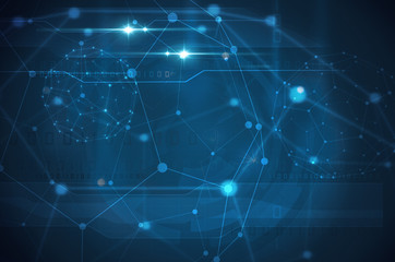 abstract blue background with connecting dots and lines