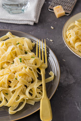 Pasta tagliatelle with cheese.