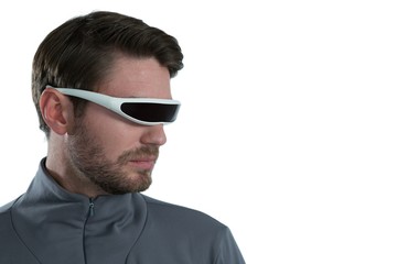 Man using virtual reality glasses