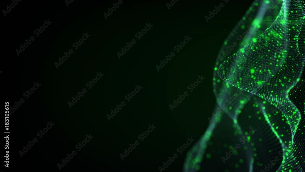 Poster futuristic green cyber surface. abstract science fiction concept. seamless loop 3d animation rendere