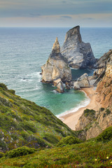 Fototapeta premium two rocks in sea in Portugal