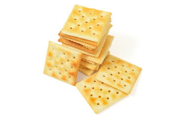 Crackers on white background