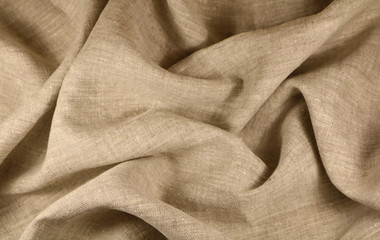Linen unpainted fabric with a smooth surface and matte shine