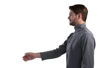 Man pretending to shake hands