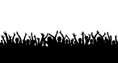 Сrowd of people applauding silhouette
