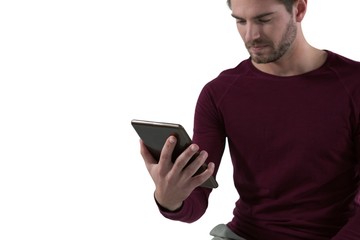 Man using digital tablet