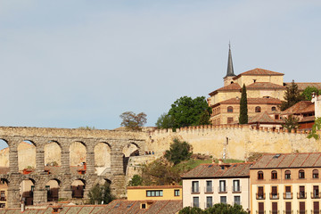 Fototapeta na wymiar View to the center of Segovia, Spain 