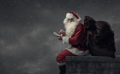 Santa bringing gifts on Christmas Eve