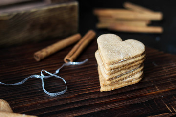 Fototapeta na wymiar Cookies in the form of heart for Valentine's day