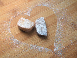 Shortbread cookies on wooden background. Minimalism.