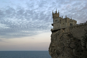 Swallow's Nest castle on the rock over the Black Sea in Crimea, This castle is a symbol of Crimea.
