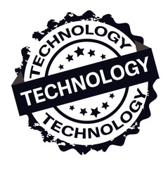 Technology rubber stamp on black color.Sign.Seal.