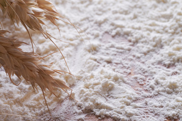 Baked goods, bread and rolls, cereals and flour at the table