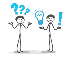 succès d'une idée contre une interrogation illustration