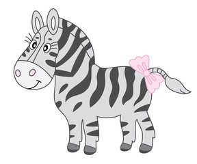 Fototapeta na wymiar Vector Cute Cartoon Zebra 