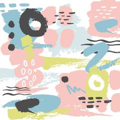 Abstract background with hand drawn textures in memphis style. Retro fashion background.