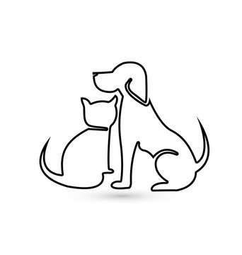 Cat and dog pet clinic icon silhouette