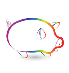 Rainbow pig silhouette outline icon