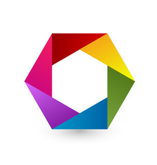 Rainbow hexagon icon - 183113037