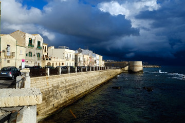 Fototapeta na wymiar Cloudy day in Syracuse. Sicily