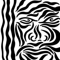 Abstract tribal face design, vector illustration.