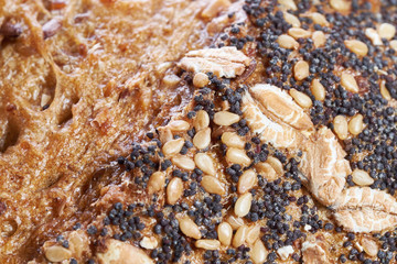 Baked goods, bread and rolls, cereals and flour at the table