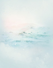 Fototapeta na wymiar image of snow mountains on a watercolor background