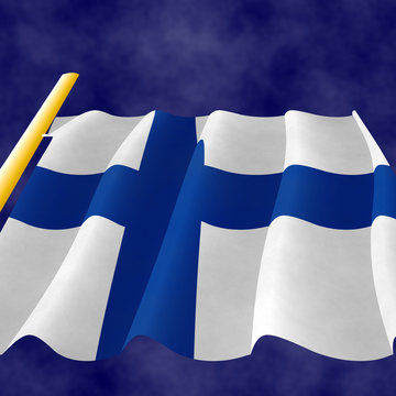 Finnish Flag on the flagpole
