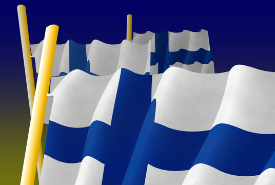 Finnish Flags on the flagpoles