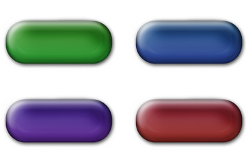 Píldoras de color verde, azul, morado y rojo.