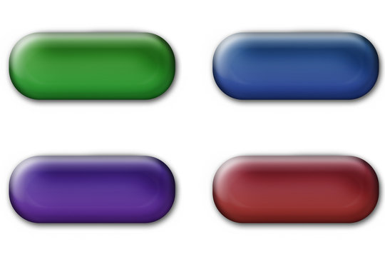 P&iacute;ldoras de color verde, azul, morado y rojo.