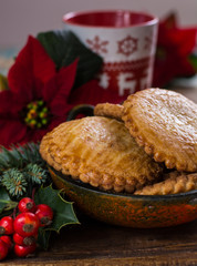 Almond stuffed Christmas cookies on Christmas decorated table