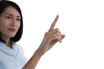 Woman using invisible screen