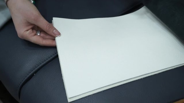 samples of natural leather for hanging upholstered furniture and car interior